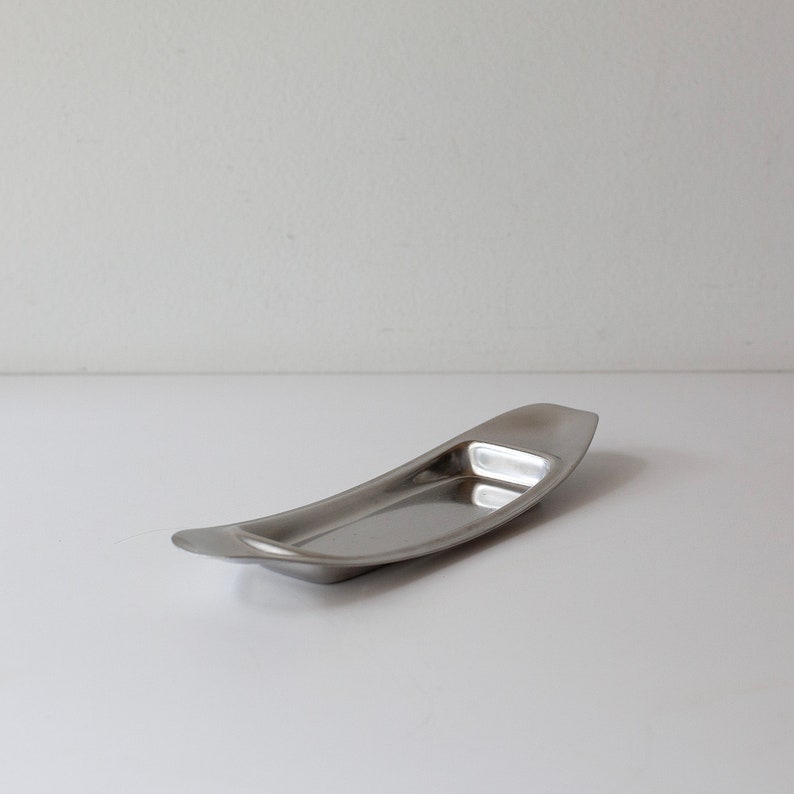 Vintage Mid Century Modern Cromargan Germany Stainless Butter Dish Trinket Tray image 9