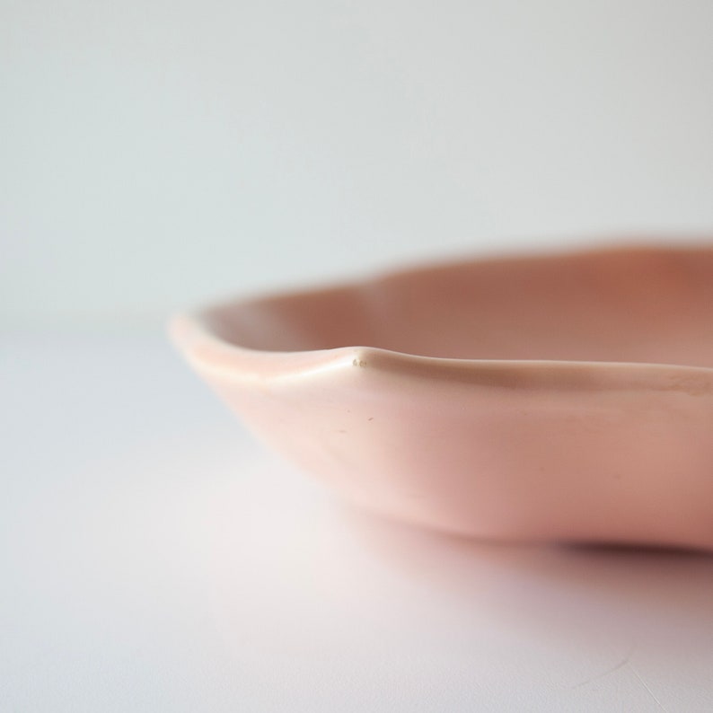 Vintage Mid Century Hollywood Ware Pink Pottery Leaf Tray California Pottery Dish image 10