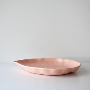 Vintage Mid Century Hollywood Ware Pink Pottery Leaf Tray California Pottery Dish image 6