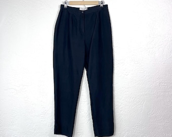 1950s Style Black Gabardine “marilyn” Pants – Vintage High-waisted