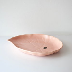 Vintage Mid Century Hollywood Ware Pink Pottery Leaf Tray California Pottery Dish image 7