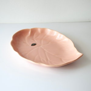 Vintage Mid Century Hollywood Ware Pink Pottery Leaf Tray California Pottery Dish image 3