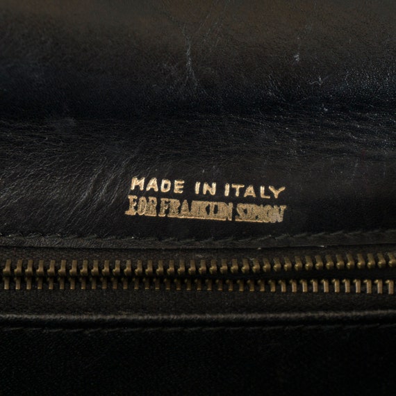 Vintage Italian Black Leather Handbag - image 9