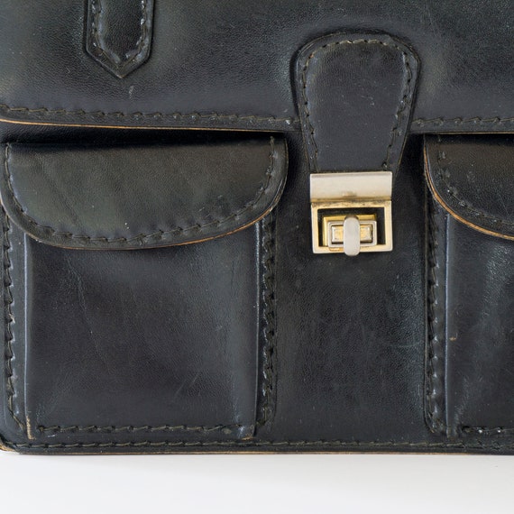 Vintage Italian Black Leather Handbag - image 2