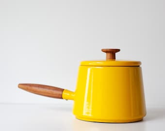 Vintage 1970s Copco Michael Lax Yellow Fondue Pot