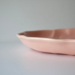 Vintage Mid Century Hollywood Ware Pink Pottery Leaf Tray California Pottery Dish image 8