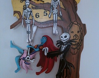 Nightmare Before Christmas Jack and Sally pendulum wall clock