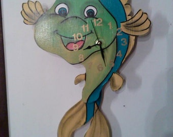 Little Fishy Children's Pendulum Wall Clock for bedroom or nursery