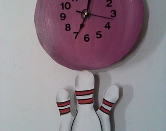 Bowling Ball and Pins pendulum sports wall clock