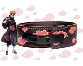 Akatsuki Cloud Leather Lifting Belt: Anime Gym Workout Lever Belt