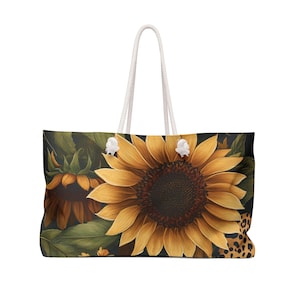 Sunflower Weekender Bag - Travel Tote, Overnight Duffle, Floral Carry-On, Weekend Getaway Accessory, Vacation Luggage