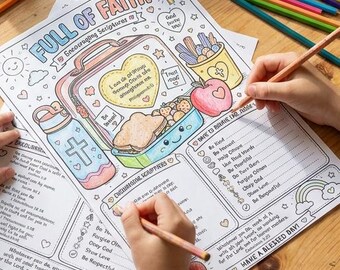 Packed With Faith Coloring Page | Christian Back to School Printable | Bible Verse Coloring Sheet | First Day of School