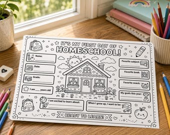 First Day of Homeschool Printable Coloring Page | Back to Homeschool Activity