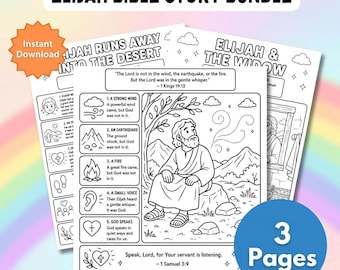 Elias Bibelgeschichten-Bundle| Elijah Still Kleine Stimme| Elias in Dessert | | 1 Könige 17 & 19 Aktivitäten | Elias und Witwe