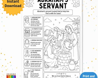 Abraham’s Servant Bible Study | Finding Rebekah | Genesis 24 Bible Story Printable | Sunday School Activity for Kids | Instant Download