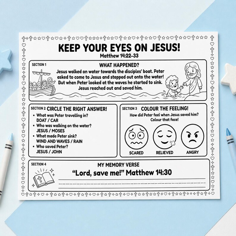 Peter Walks on Water Printable Bundle | Bible Activity Pack for Kids ...