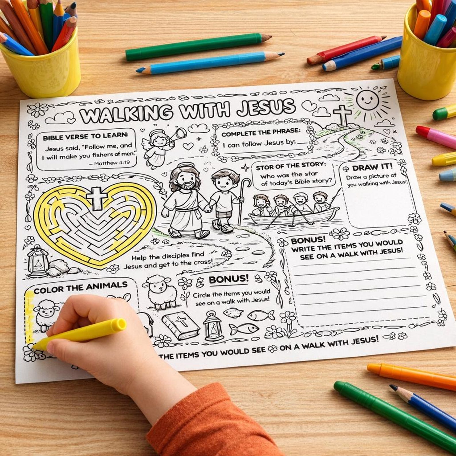 Walking With Jesus Activity Sheet | Printable Bible Game for Kids ...