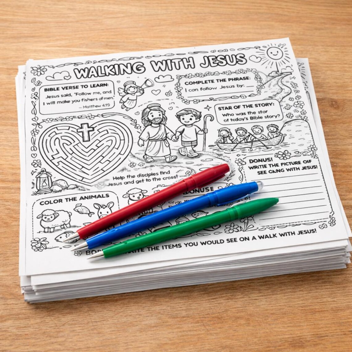 Walking With Jesus Activity Sheet | Printable Bible Game for Kids ...
