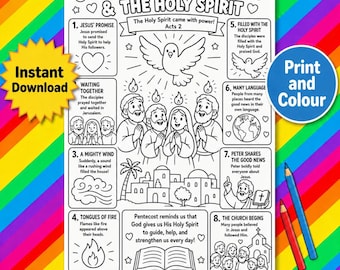 Pentecost & The Holy Spirit Coloring Page Bundle | Bible Story Activity for Kids | Christian Printable PDF | Sunday School Coloring Sheet