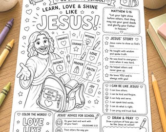 Jesus Back to School Coloring and Activity Page | Christian Kids Printable | Learn Love & Shine Like Jesus