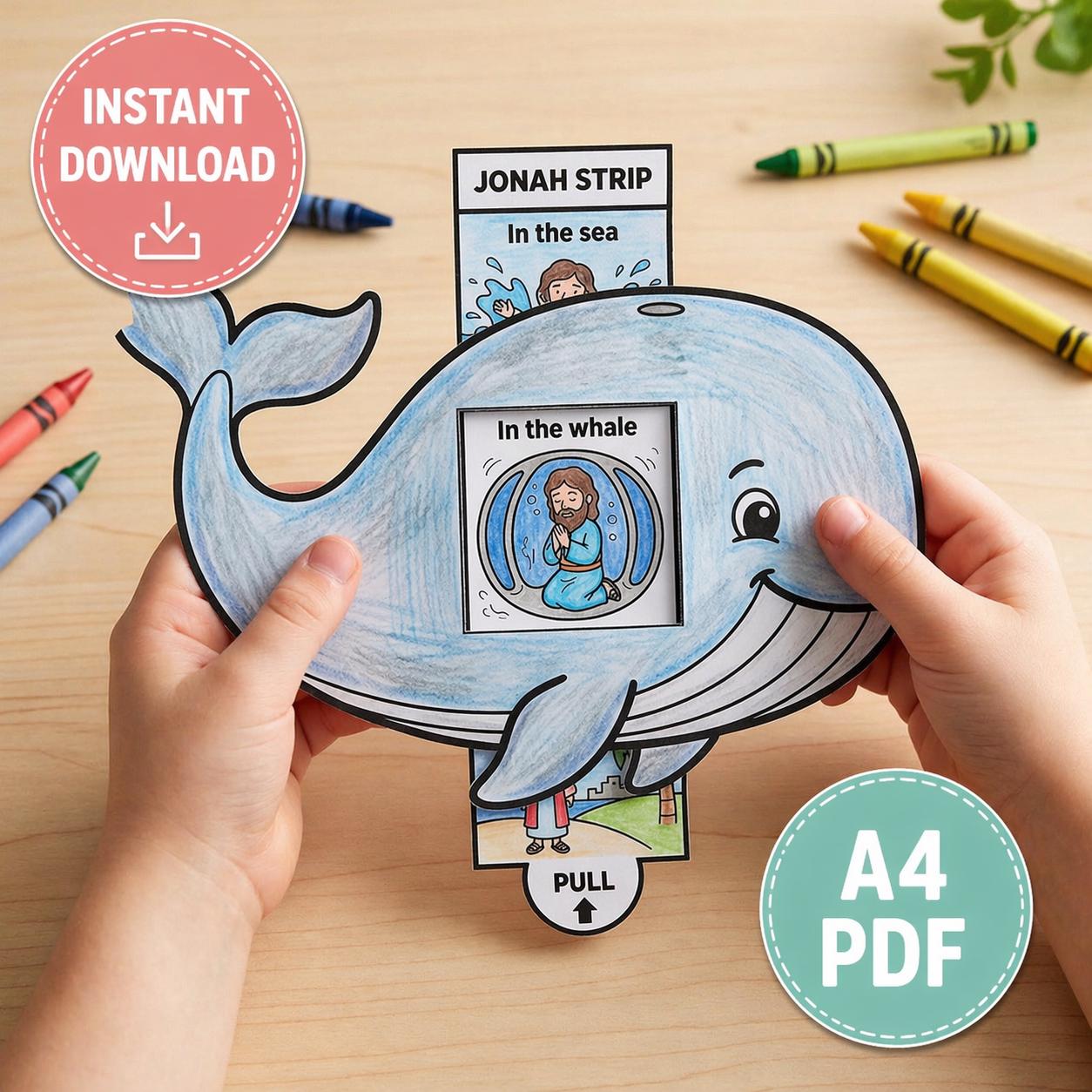 Jonah & The Whale Craft Printable - Bible Story Slider Activity -…