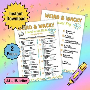 Weird and Wacky Bible Trivia Game for Kids & Teens | Printable Bible Quiz with Answer Key | Christian Group Activity | Youth Ministry Game