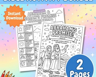 Abraham’s Promise Bundle | Genesis 15 Bible Story Printable | Sunday School Worksheet | Abraham and Sarah Coloring Page