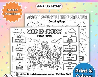 Who Is Jesus Coloring Page Bundle Printable for Kids | Christian Bible Activity Worksheet | Sunday School Coloring Sheet | Bible Study