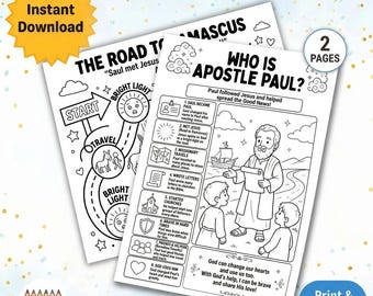 Apostle Paul Bundle | Road to Damascus | Printable Coloring Page for Kids | Bible Lesson Worksheet | Sunday School Activity |