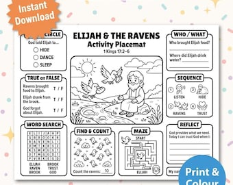 Elijah Activity Page | Elijah Coloring Page | Sunday School Activity | Homeschool Bible Worksheet | Christian Kids Printable