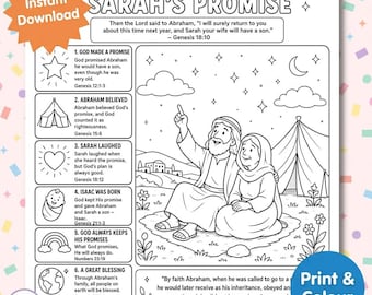 Abraham’s Promise Activity Placemat for Kids | Genesis 15 Bible Story Printable | Sunday School Worksheet | Count the Stars Maze Word Search