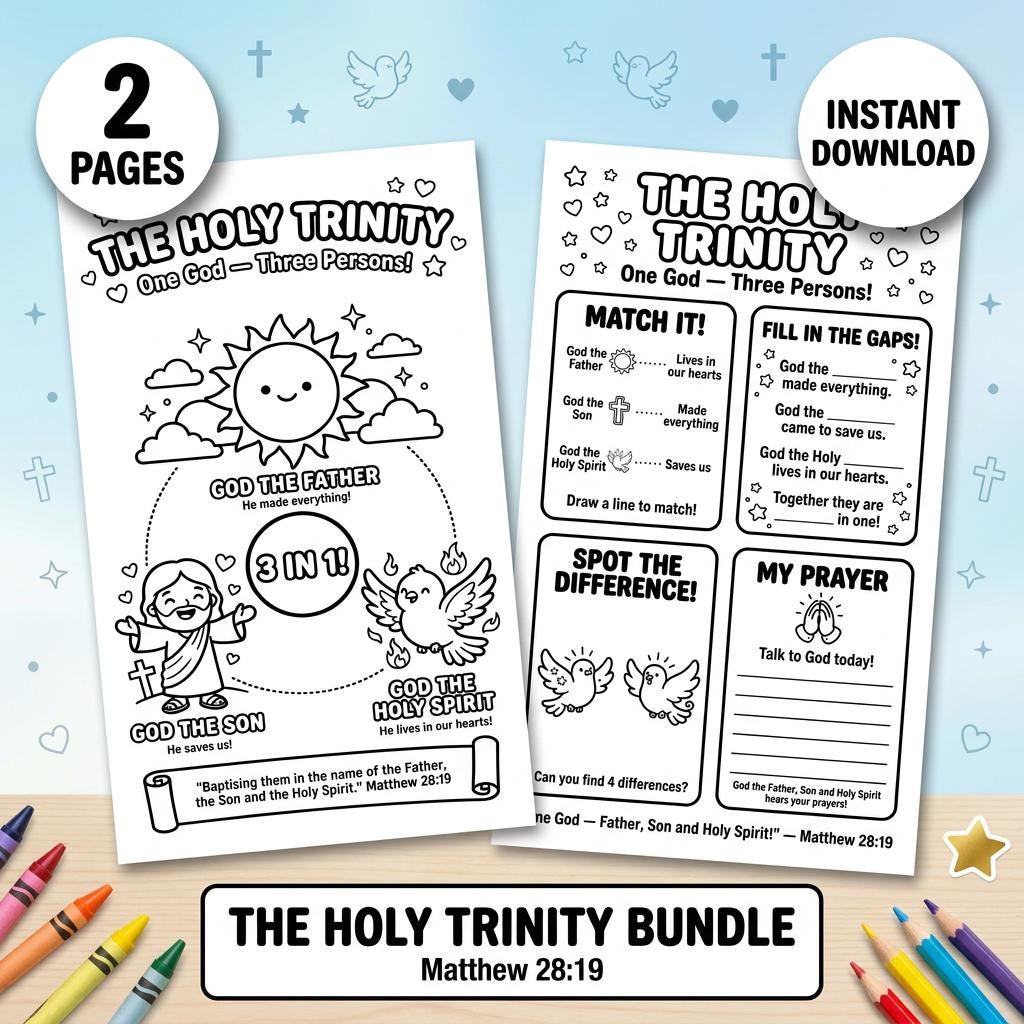 Trinity Worksheet.pdf Holy Trinity Craft Bundle | Christian Kids Activity | Sunday School ...