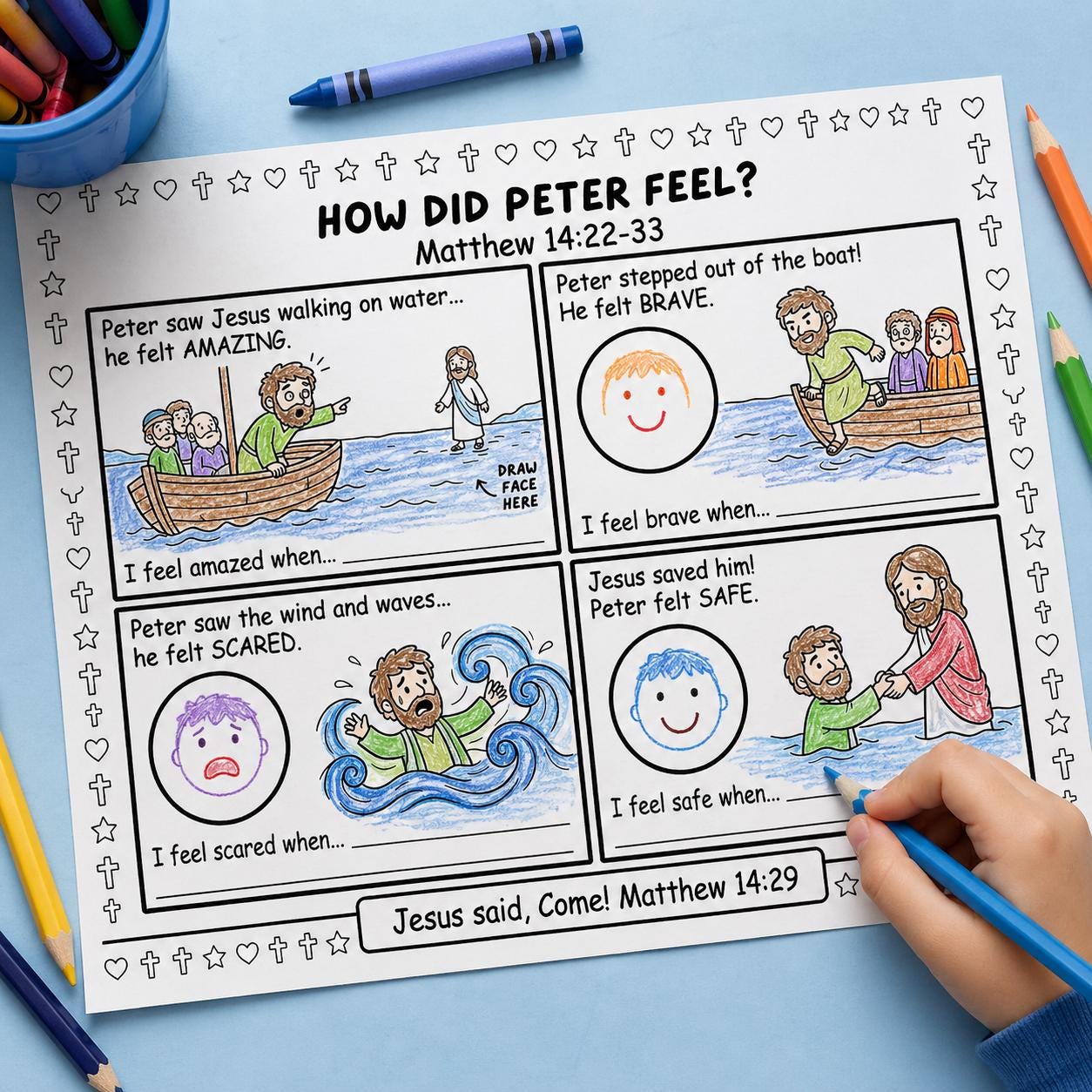 Peter Walks on Water Printable Bundle | Bible Activity Pack for Kids ...