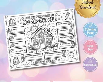 First Day of Homeschool Printable Coloring Page | Back to Homeschool Activity