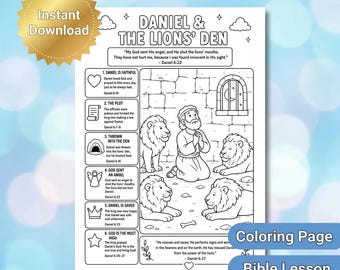 Daniel in the Lions’ Den Bible Study Printable | Bible Game for Kids | Christian Coloring Activity | Sunday School & VBS