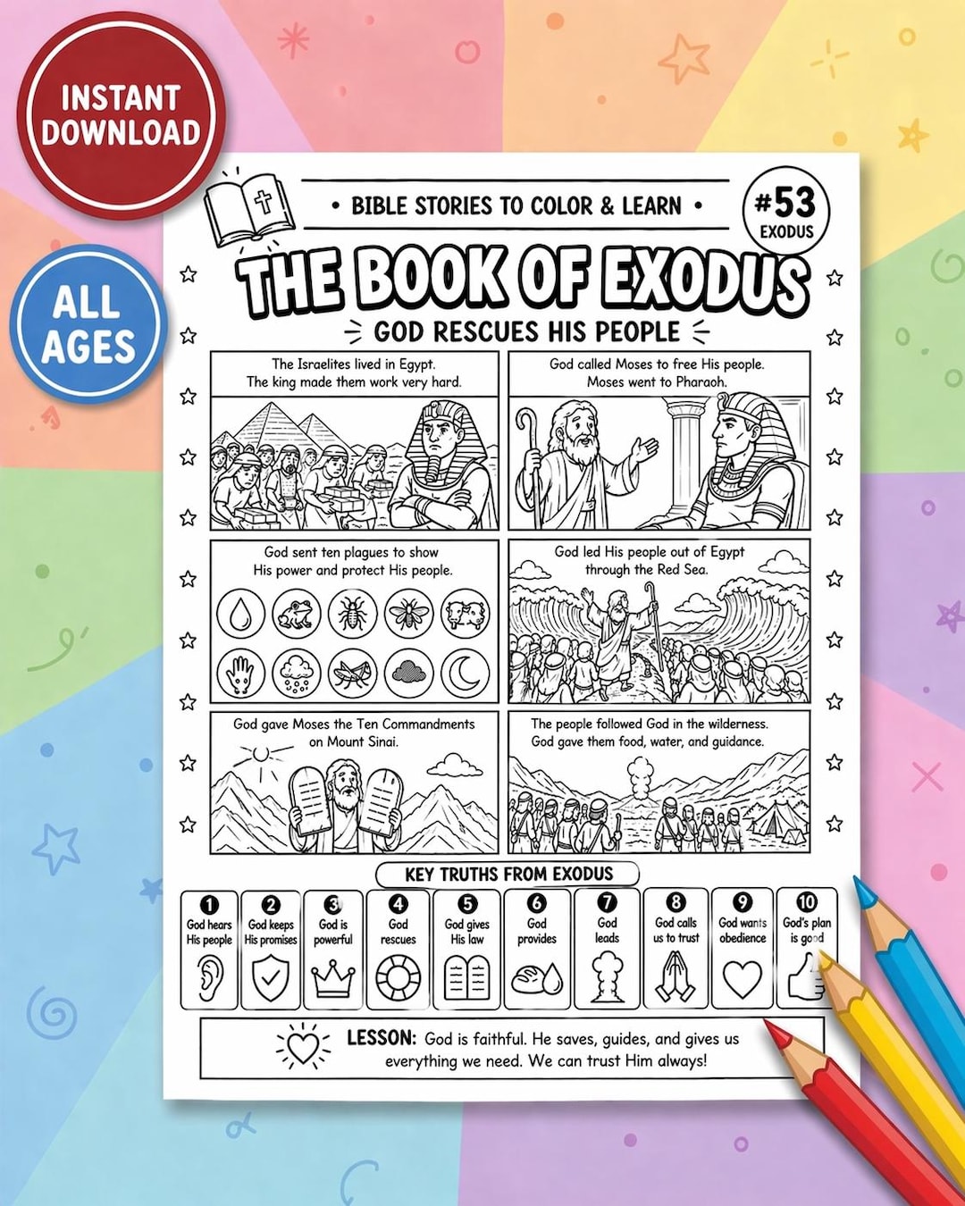 The Book of Exodus Coloring Page – Bible Stories to Color & Learn ...