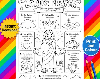 The Lord’s Prayer Printable Coloring Page for Kids | Christian Bible Activity Sheet | A4 PDF Instant Download