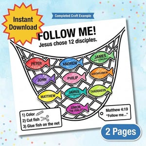 Fishers of Men Craft for Kids | Bijbelknutsels afdrukbaar | Jezus roept discipelen | Zondagsschoolactiviteit | Direct downloaden