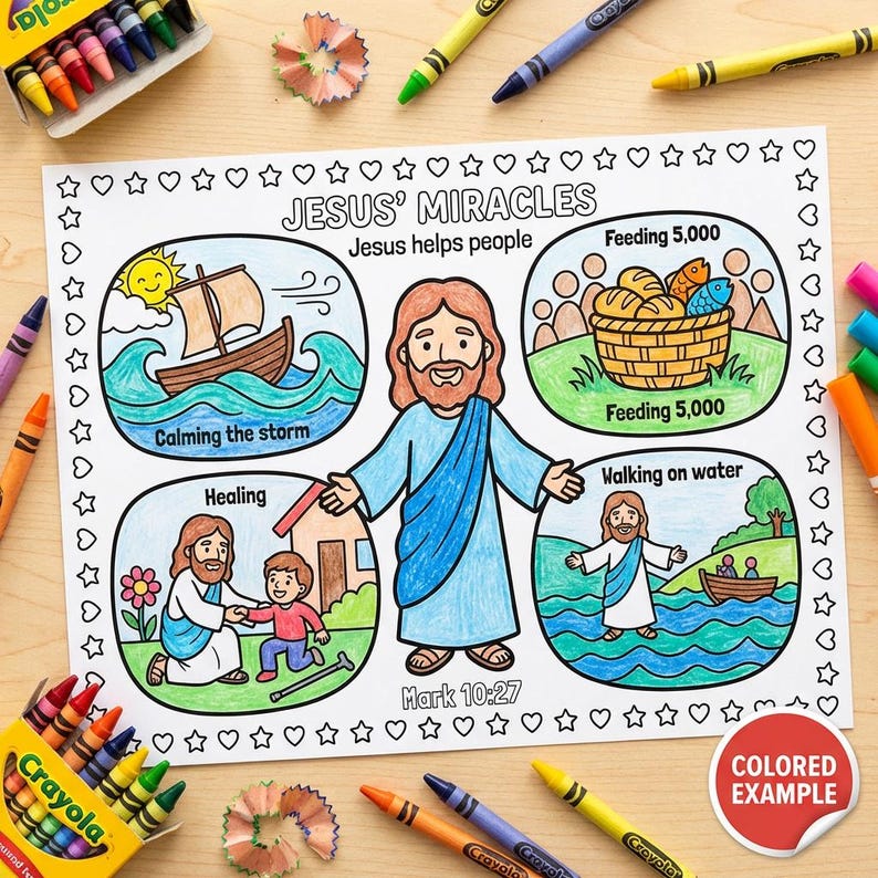 Jesus’ Miracles Printable Bundle | Bible Coloring Page + Fun Activity ...