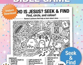 Who Is Jesus? Seek and Find Printable | Bible Activity for Kids | Christian Coloring Game | Sunday School & VBS