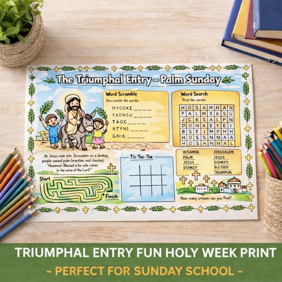 Palm Sunday Activity Printable, Triumphal Entry Worksheet for Kids ...