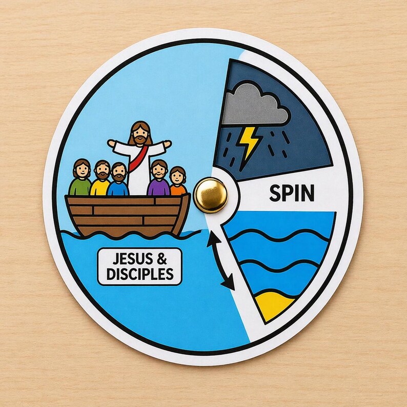 Jesus Calms the Storm Craft Printable | Bible Spinner Activity for Kids ...