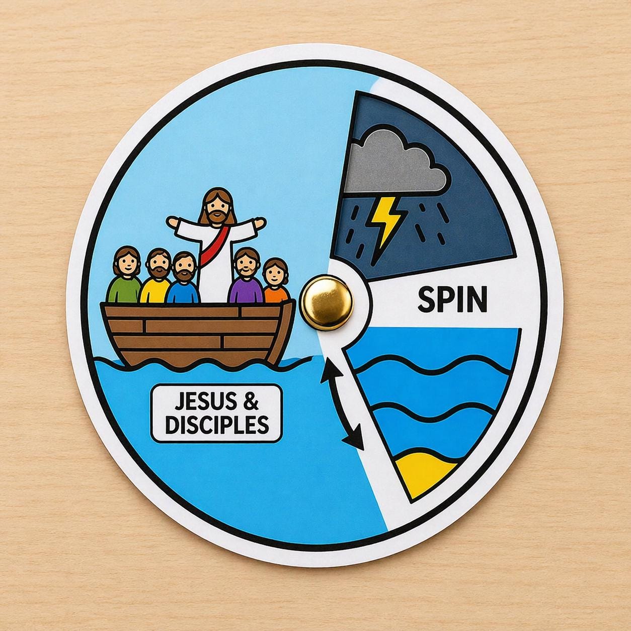Jesus Calms the Storm Craft Printable | Bible Spinner Activity for Kids ...
