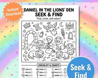 Daniel in the Lions’ Den Suchen und Finden Printable | Bibelspiel für Kinder | Christliche Malaktivität | Sonntagsschule & VBS