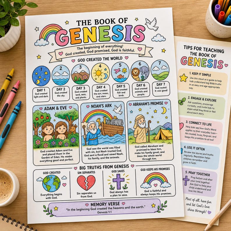 Genesis Bible Activity Page for Kids | Creation Story Coloring Sheet ...