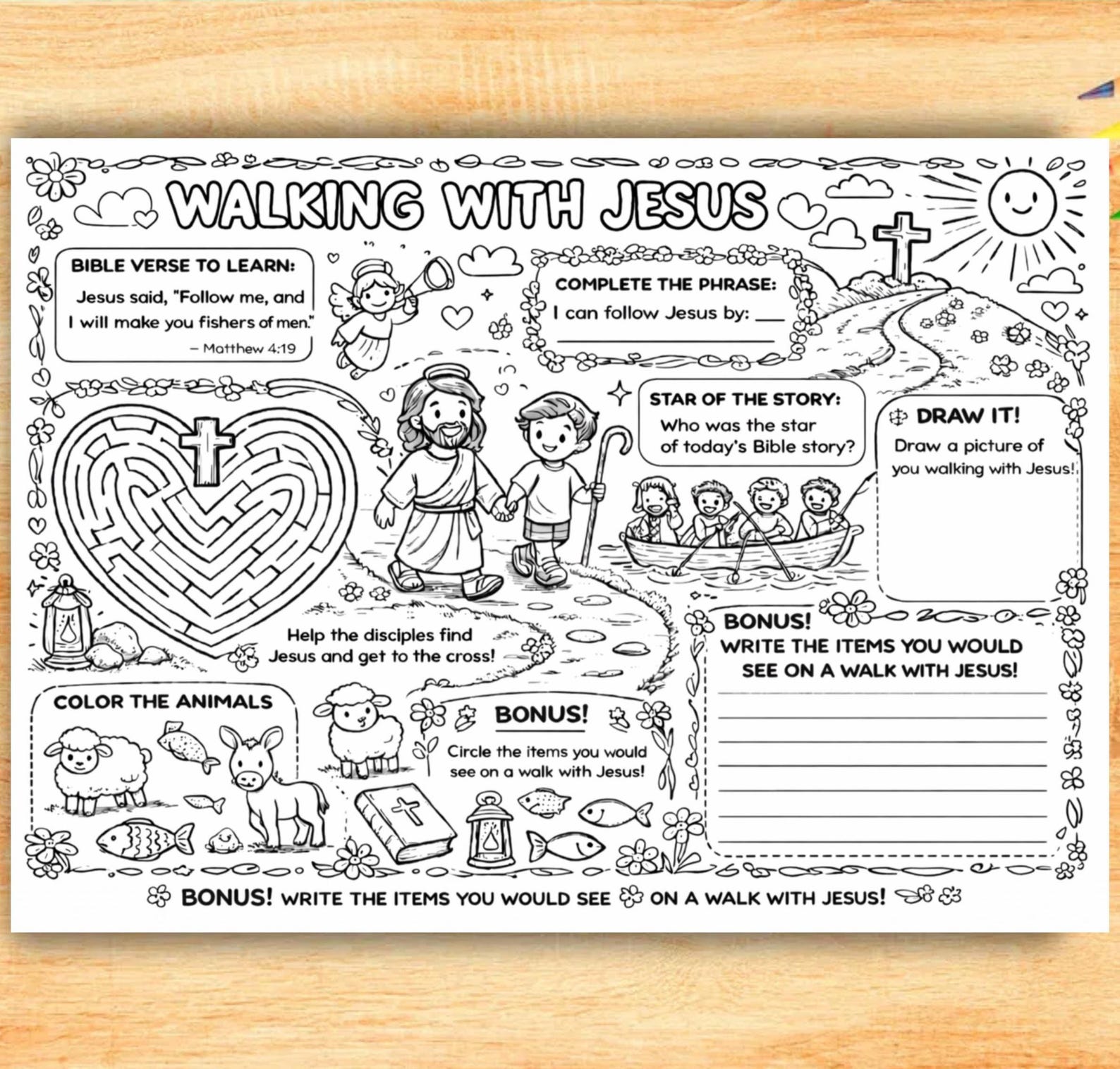 Walking With Jesus Activity Sheet | Printable Bible Game for Kids ...