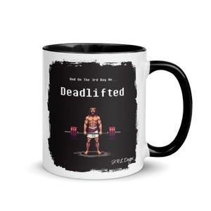 And on the 3rd Day He… Deadlifted! | Pixel Art Ceramic Mug – Gamer Jesus Workout Motivational Cup