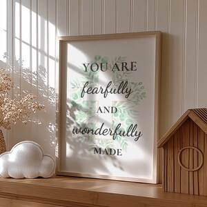 Fearfully and Wonderfully Made – Psalm 139:14 Printable Wall Art | Christian Scripture Decor | Floral Cross Digital Download