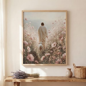 Jesus Leaves the 99 | Pastel Lost Sheep Parable Print, LDS Scripture Art, Bible Wall Decor, Nursery Christian Digital Download