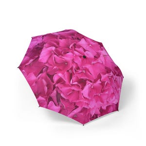 Parapluie pliable avec fleurs roses - Parapluie compact floral, parasol pliant automatique, parapluie de pluie floral girly, fleur rose